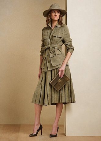 Faldas plisadas de sarga rota Ralph Lauren Arnav para mujer en color oliva Faldas plisadas de sarga rota Ralph Lauren Arnav para mujer en color oliva