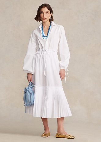 Faldas Ralph Lauren blancas de corte A con dobladillo plisado y cordón ajustable para mujer Faldas Ralph Lauren blancas de corte A con dobladillo plisado y cordón ajustable para mujer