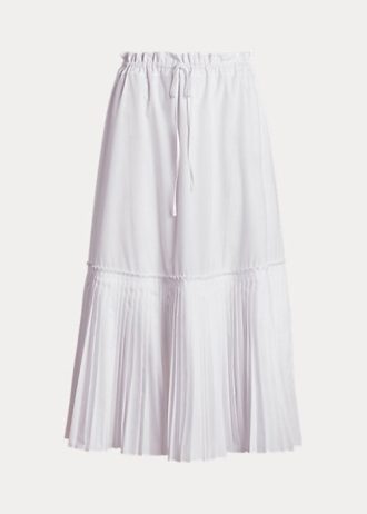 Faldas Ralph Lauren blancas de corte A con dobladillo plisado y cordón ajustable para mujer Faldas Ralph Lauren blancas de corte A con dobladillo plisado y cordón ajustable para mujer