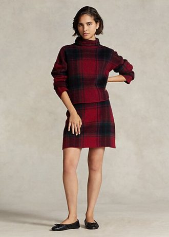 Faldas rojas de Ralph Lauren para mujer en mezcla de alpaca y cuadros Faldas rojas de Ralph Lauren para mujer en mezcla de alpaca y cuadros