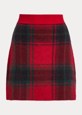 Faldas rojas de Ralph Lauren para mujer en mezcla de alpaca y cuadros Faldas rojas de Ralph Lauren para mujer en mezcla de alpaca y cuadros