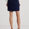 Faldas tubo de crepé bicolor con botones delanteros de Ralph Lauren para mujer, color crema/azul marino Faldas tubo de crepé bicolor con botones delanteros de Ralph Lauren para mujer, color crema/azul marino