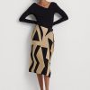 Faldas tubo Ralph Lauren de mezcla de algodón con estampado geométrico en negro y marrón para mujer Faldas tubo Ralph Lauren de mezcla de algodón con estampado geométrico en negro y marrón para mujer