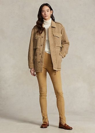 Leggings de ante de cordero Ralph Lauren para mujer en color caqui