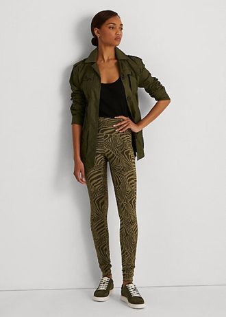 Leggings de jersey elástico con estampado de cebra de Ralph Lauren para mujer en color oliva