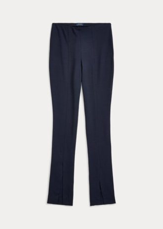 Leggings de sarga de mezcla de lana elástica Ralph Lauren para mujer en azul marino