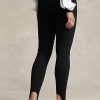 Leggings elásticos de punto con estribos y pinzas de Ralph Lauren para mujer, color negro