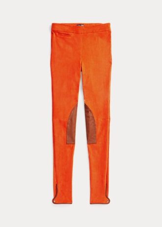Leggings Jodhpur de ante de cordero elástico Ralph Lauren para mujer en color naranja