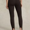 Leggings Ralph Lauren con cremallera lateral elástica y estribo para mujer, color marrón