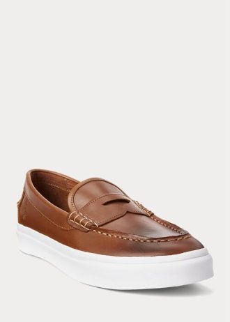 Mocasines de cuero marrón Ralph Lauren Keaton para hombre