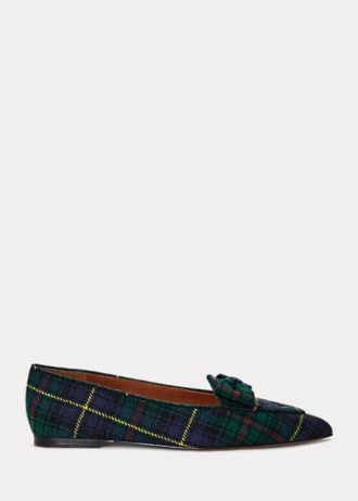 Mocasines de lana a cuadros Ashtyn de Ralph Lauren para mujer, color verde