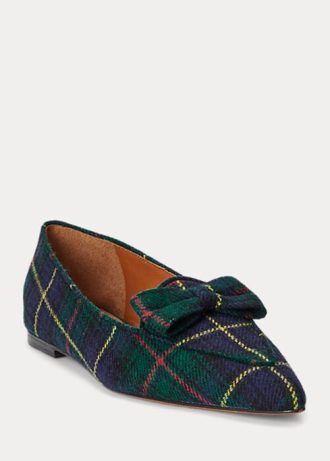 Mocasines de lana a cuadros Ashtyn de Ralph Lauren para mujer, color verde