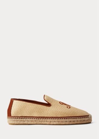 Mocasines de lona bordada Ralph Lauren beige para hombre