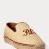 Mocasines de lona bordada Ralph Lauren beige para hombre Mocasines de lona bordada Ralph Lauren beige para hombre