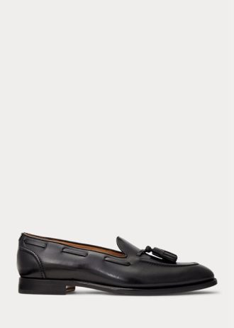 Mocasines negros de piel de becerro con borlas Ralph Lauren Luther para hombre