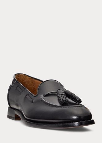 Mocasines negros de piel de becerro con borlas Ralph Lauren Luther para hombre