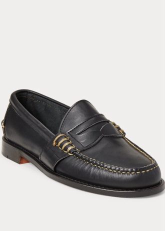 Mocasines negros Ralph Lauren Edric de cuero para hombre