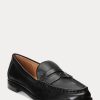 Mocasines negros Ralph Lauren Wynnie de piel bruñida para mujer Mocasines negros Ralph Lauren Wynnie de piel bruñida para mujer