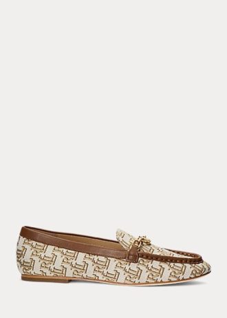 Mocasines Ralph Lauren Averi II con monograma en jacquard para mujer en color marrón