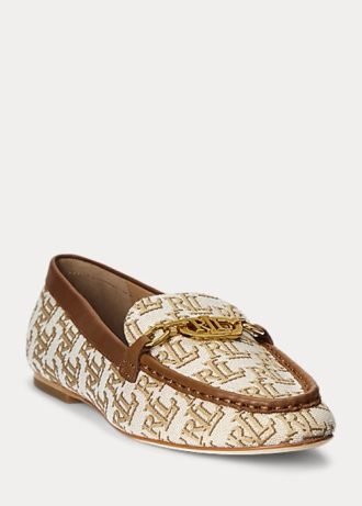 Mocasines Ralph Lauren Averi II con monograma en jacquard para mujer en color marrón