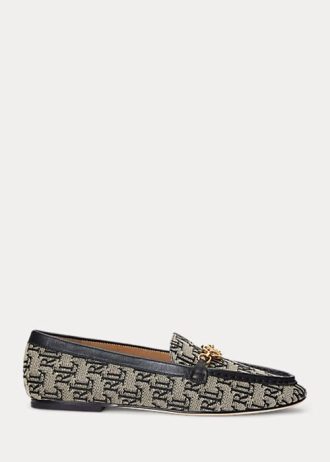 Mocasines Ralph Lauren Averi II con monograma en jacquard para mujer en gris