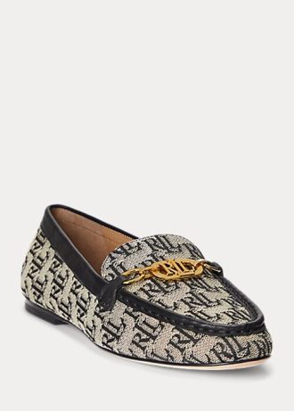 Mocasines Ralph Lauren Averi II con monograma en jacquard para mujer en gris