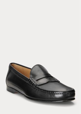 Mocasines Ralph Lauren Chalmers de piel de becerro bruñida para hombre, color negro