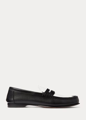Mocasines Ralph Lauren Chalmers de piel de becerro para mujer en beige y blanco