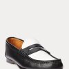 Mocasines Ralph Lauren Chalmers de piel de becerro para mujer en beige y blanco