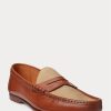 Mocasines Ralph Lauren Chalmers de piel de becerro y lona para hombre, color marrón Mocasines Ralph Lauren Chalmers de piel de becerro y lona para hombre, color marrón