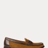 Mocasines Ralph Lauren de ante con ribete de cuero marrón para mujer Mocasines Ralph Lauren de ante con ribete de cuero marrón para mujer