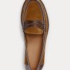 Mocasines Ralph Lauren de ante con ribete de cuero marrón para mujer Mocasines Ralph Lauren de ante con ribete de cuero marrón para mujer