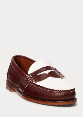 Mocasines Ralph Lauren The Morehouse Collection para hombre en color burdeos y crema