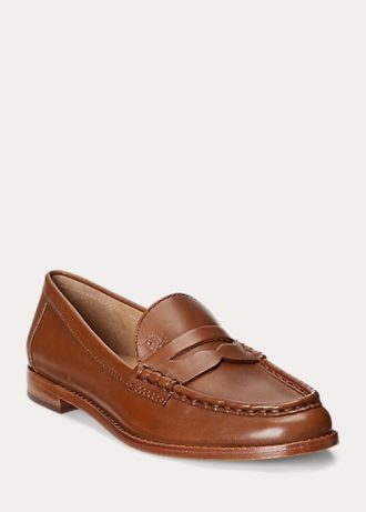 Mocasines Ralph Lauren Wynnie de piel bruñida color marrón para mujer Mocasines Ralph Lauren Wynnie de piel bruñida color marrón para mujer