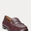 Mocasines Ralph Lauren Wynnie de piel con relieve en color burdeos para mujer Mocasines Ralph Lauren Wynnie de piel con relieve en color burdeos para mujer