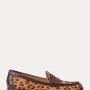 Mocasines Ralph Lauren Wynnie de piel de becerro con estampado de leopardo en marrón para mujer