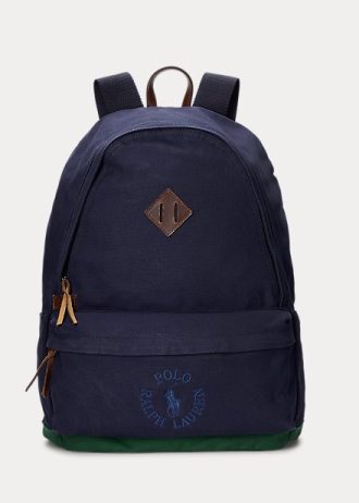 Mochilas de lona con el logotipo de Ralph Lauren bordado para hombre en azul marino