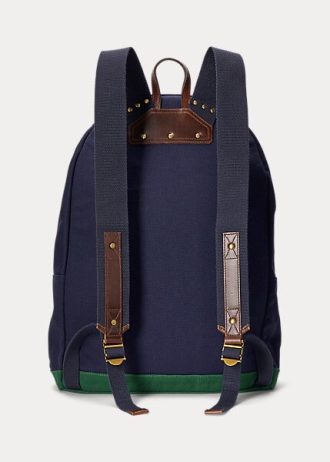 Mochilas de lona con el logotipo de Ralph Lauren bordado para hombre en azul marino