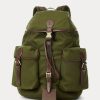 Mochilas de lona con ribete de cuero Ralph Lauren para hombre, color verde Mochilas de lona con ribete de cuero Ralph Lauren para hombre, color verde