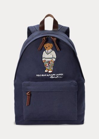 Mochilas de lona Ralph Lauren Polo Bear para hombre en color azul marino