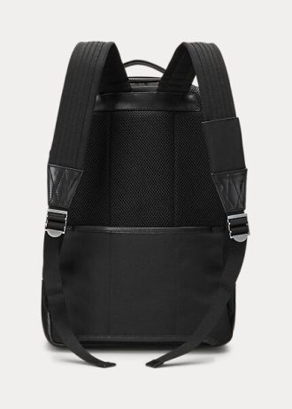Mochilas de viaje negras con ribete de cuero de Ralph Lauren para hombre