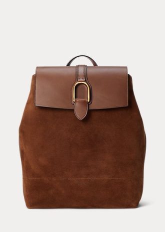 Mochilas Ralph Lauren Welington de ante de becerro para hombre en color chocolate