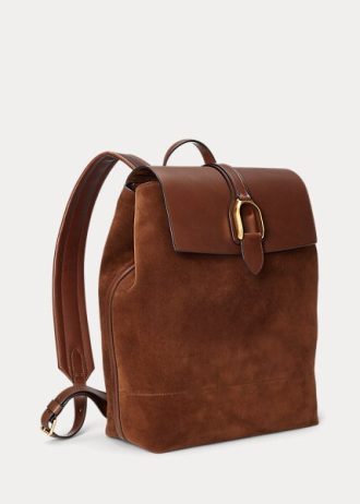 Mochilas Ralph Lauren Welington de ante de becerro para hombre en color chocolate