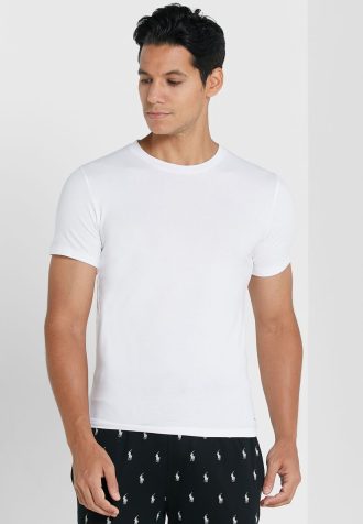 Pack de 2 camisetas básicas de cuello redondo Ralph Lauren blancas para hombre Pack de 2 camisetas básicas de cuello redondo Ralph Lauren blancas para hombre