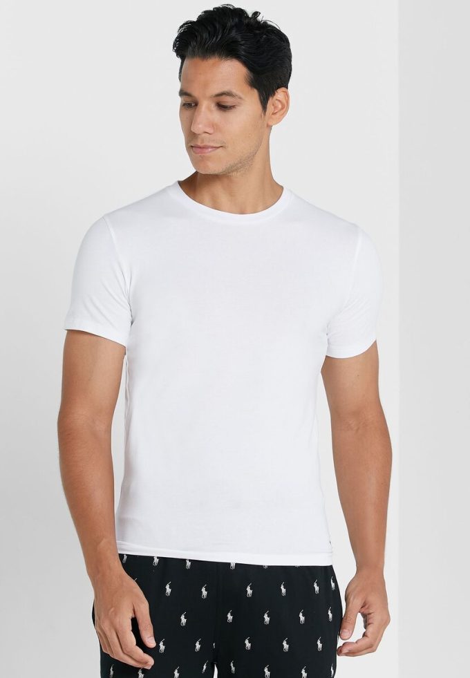 Pack de 2 camisetas básicas de cuello redondo Ralph Lauren blancas para hombre Pack de 2 camisetas básicas de cuello redondo Ralph Lauren blancas para hombre
