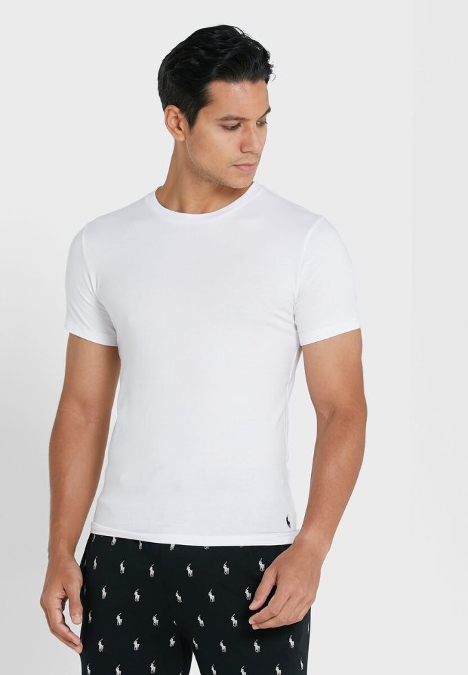 Pack de 2 camisetas básicas de cuello redondo Ralph Lauren blancas para hombre Pack de 2 camisetas básicas de cuello redondo Ralph Lauren blancas para hombre