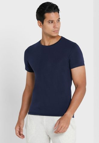 Pack de 2 camisetas básicas de cuello redondo Ralph Lauren para hombre en azul marino Pack de 2 camisetas básicas de cuello redondo Ralph Lauren para hombre en azul marino