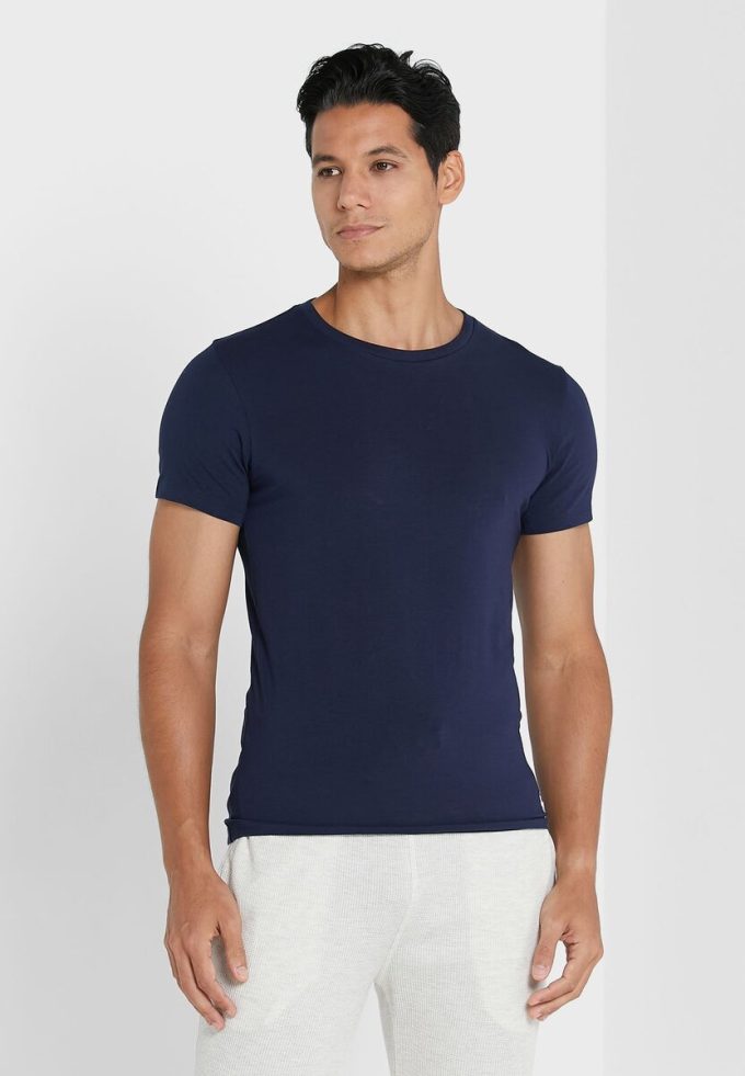 Pack de 2 camisetas básicas de cuello redondo Ralph Lauren para hombre en azul marino