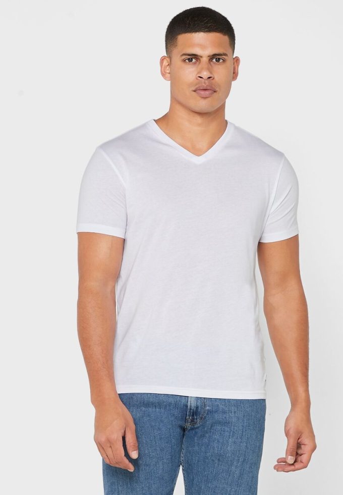 Pack de 2 camisetas Ralph Lauren Essential con cuello en V para hombre, color blanco Pack de 2 camisetas Ralph Lauren Essential con cuello en V para hombre, color blanco