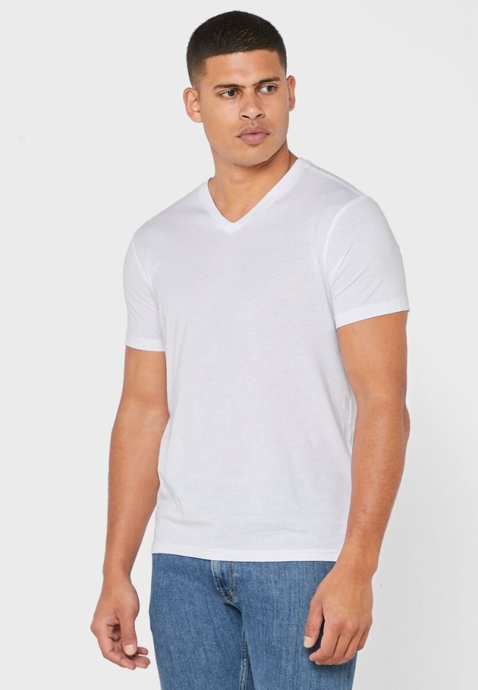 Pack de 2 camisetas Ralph Lauren Essential con cuello en V para hombre, color blanco Pack de 2 camisetas Ralph Lauren Essential con cuello en V para hombre, color blanco
